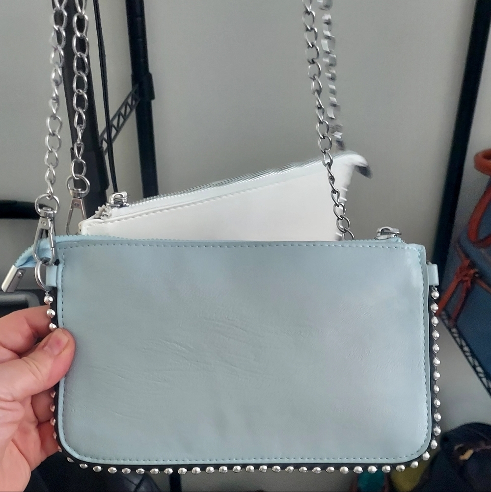 Stylish  Studded Crossbody Bags-Blue & White